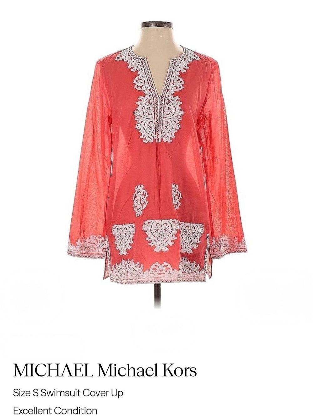 MICHAEL Michael Kors Coral Embroidered Tunic Top